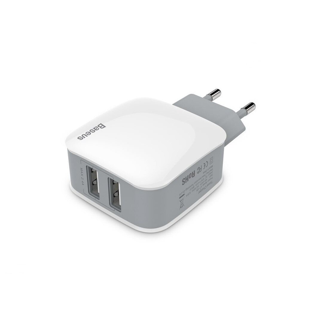 Incarcator retea Baseus, Letour Dual U Charger, White + Gray