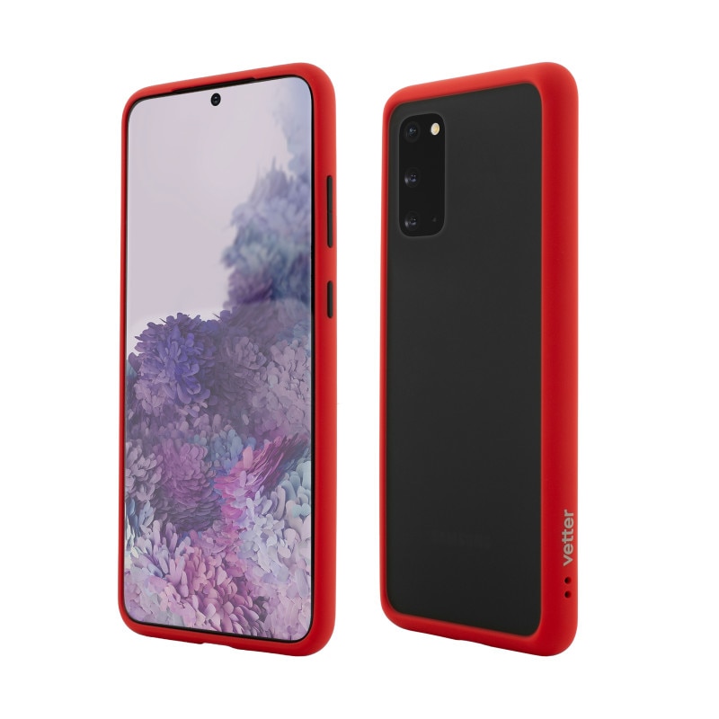 Husa Vetter pentru Samsung Galaxy S20, Clip-On Hybrid, Shockproof Soft Edge and Rigid Matte Back Cover, Red