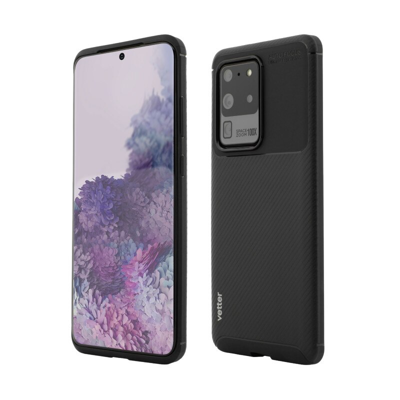Husa de protectie Vetter pentru Samsung Galaxy S20 Ultra, Xtra Protection, Carbon Design, Black