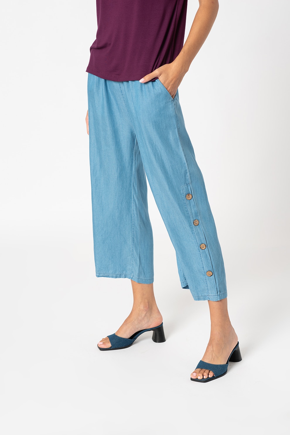 Haily's, Pantaloni de lyocell cu croiala ampla Lorena, Albastru deschis