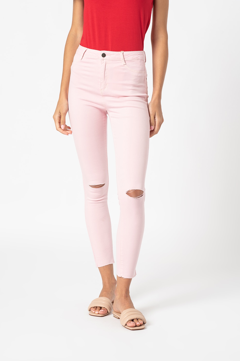 Haily's, Blugi cu talie inalta Celia, Roz pastel