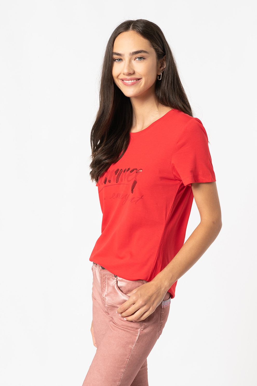Z ONE by ZABAIONE, Тениска Summer от модал и памук, Червен, 50 - eMAG.bg