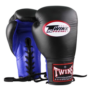 Manusi Box Twins cu Siret LaceUp - 10OZ, Black/Blue Manusi Box Twins cu Siret LaceUp - 10OZ, Black/Blue