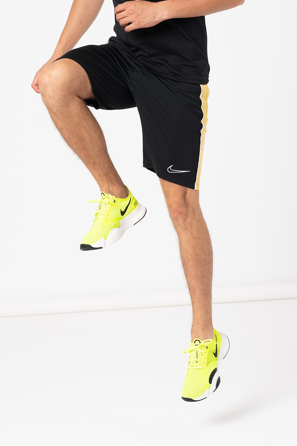 Nike, Pantaloni scurti pentru antrenament Academy Dri-Fit, Negru/Galben/Alb