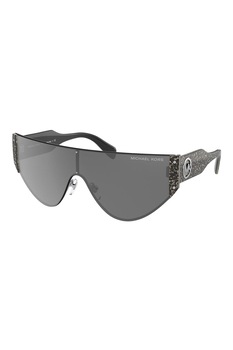 Michael Kors, Ochelari de soare shield cu lentile uni, Argintiu inchis/Negru, 36-136-140 Standard Michael Kors, Ochelari de soare shield cu lentile uni, Argintiu inchis/Negru, 36-136-140 Standard