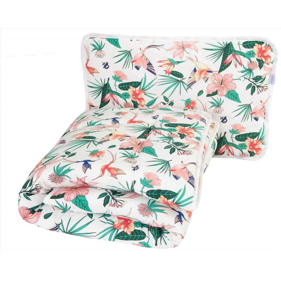 Set pilota si perna pentru patut Baby Matex Birds and Flowers