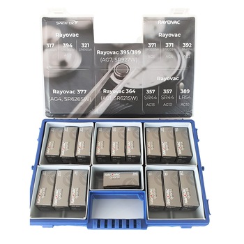 Pachet ceasornicar cu 160 baterii de ceas Rayovac cu Oxid de Argint, 10 modele (317, 321, 357, 364, 371, 377, 389, 392, 394 si 395) Pachet ceasornicar cu 160 baterii de ceas Rayovac cu Oxid de Argint, 10 modele (317, 321, 357, 364, 371, 377, 389, 392, 394 si 395)
