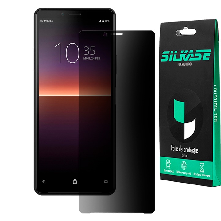 SILKASE privacy фолио за Sony Xperia 10 II, защита на екрана, силикон