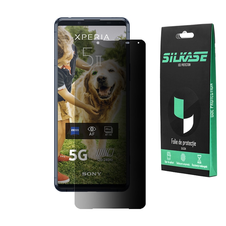 SILKASE privacy фолио за Sony Xperia 5 II, защита на екрана, силикон