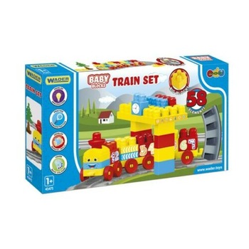 Set Constructie Wader Trenuletul Vesel,58 piese Set Constructie Wader Trenuletul Vesel,58 piese