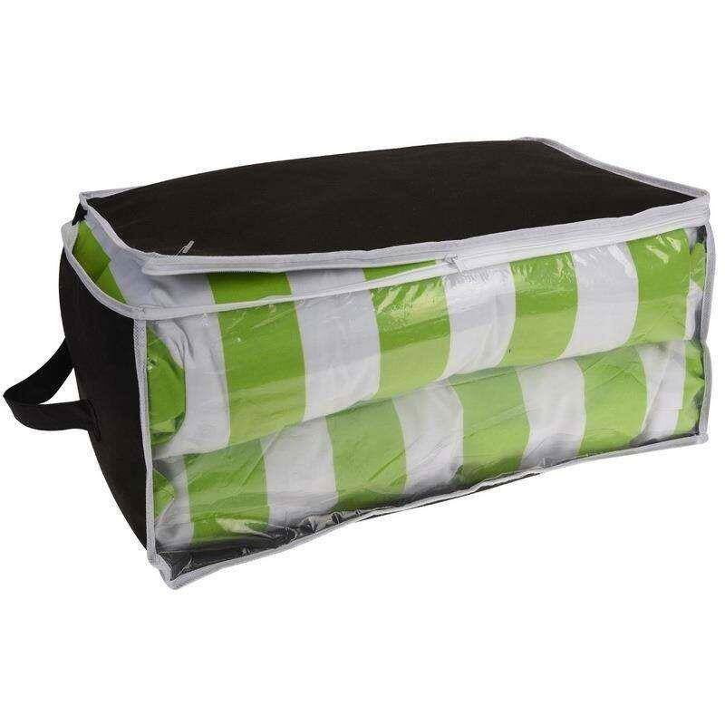 Cutie cu maner si fermoar 45x30x20 cm, Negru/Transparent