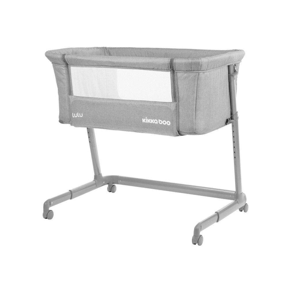 Patut Co-Sleeper KikkaBoo Lulu Light Grey 92x56 cm cu inaltime reglabila