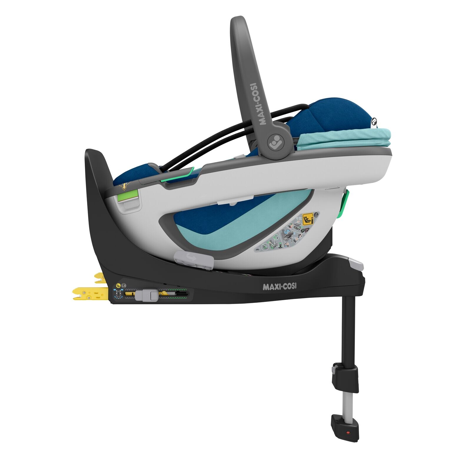 Pachet Maxi-Cosi Cos Auto I-Size Coral 360 Essential Blue, 40-75 cm, Albastru si Baza FamilyFix 360