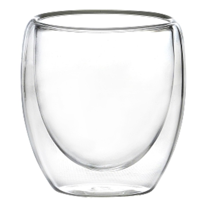 Pahar din sticla cu pereti dubli Edream, Termorezistent, 250 ml