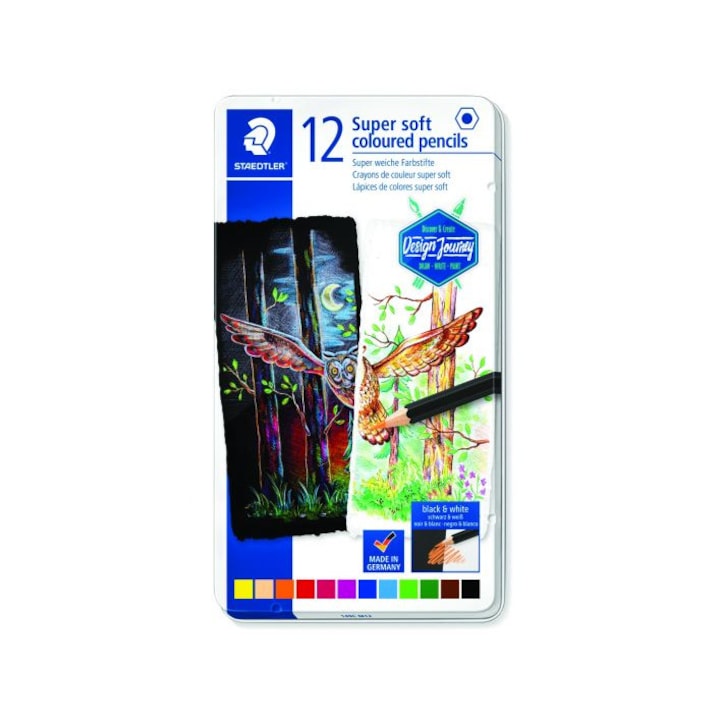 Цветни моливи Staedtler Design Journey super soft, 12 цвята