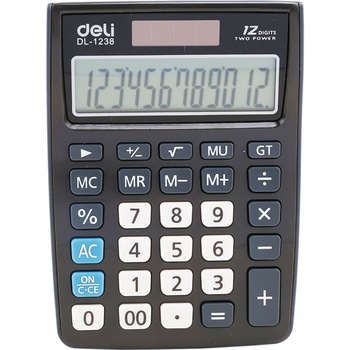 Calculator de Birou Deli 1238, 12 Digits, Negru, Alimentare Dubla Calculator de Birou Deli 1238, 12 Digits, Negru, Alimentare Dubla