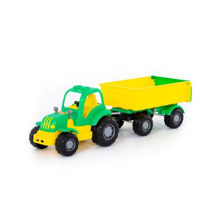 Traktor pótkocsival, zöld, 44x13x14 cm, Polesie, 7 játék