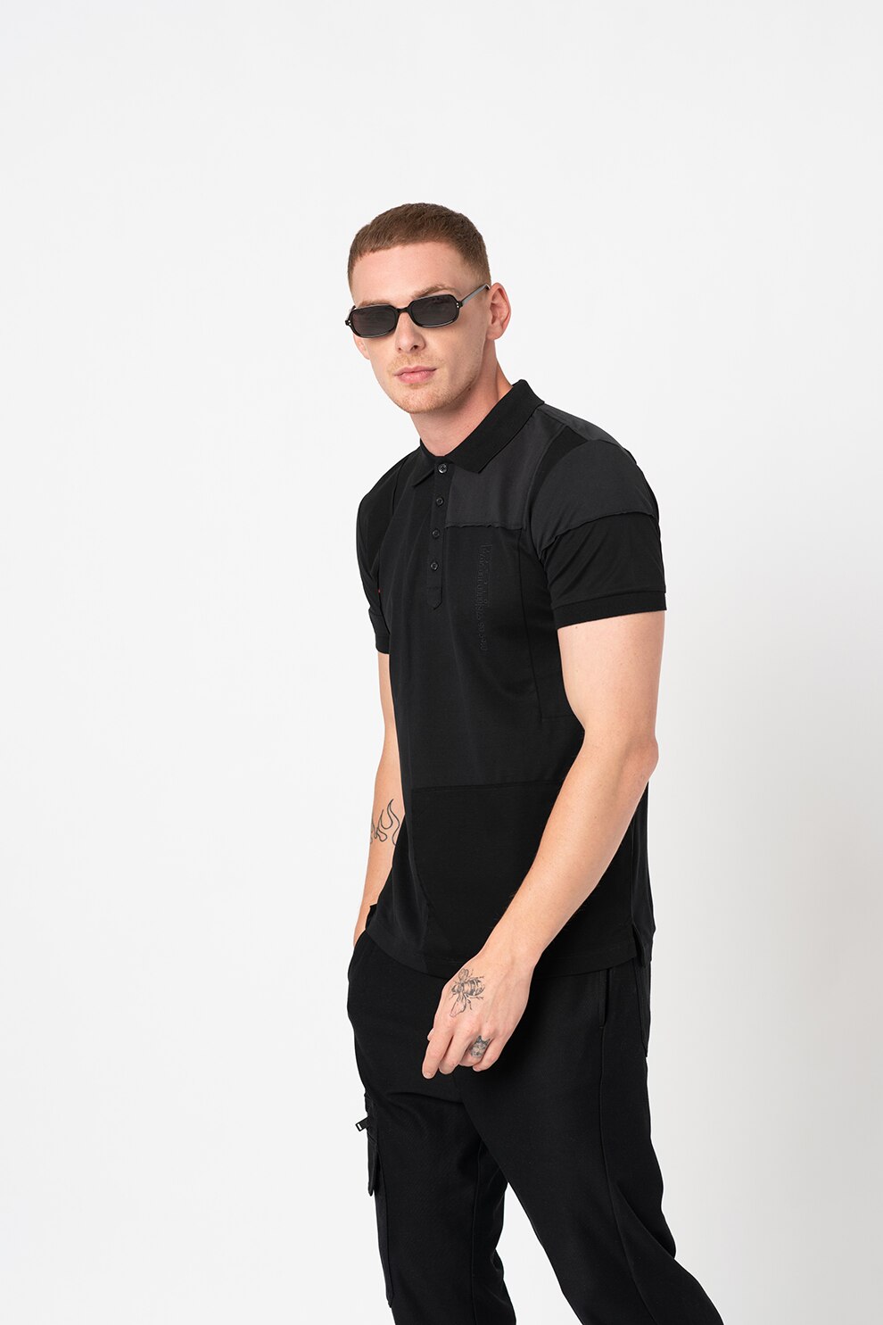 Diesel, Tricou polo cu aplicatie patchwork