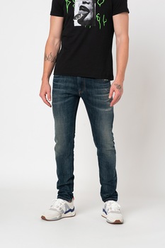 Diesel, Blugi slim fit Thommer, Albastru inchis/Alb prafuit, W32-L32 Diesel, Blugi slim fit Thommer, Albastru inchis/Alb prafuit, W32-L32