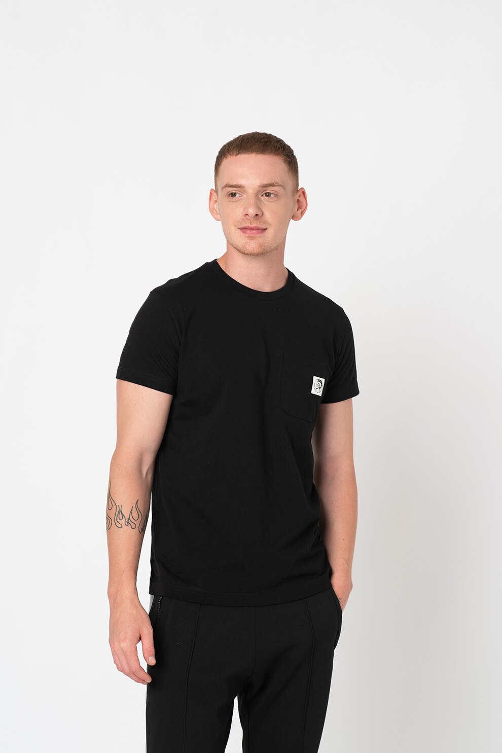 Diesel, Tricou slim fit cu buzunar pe piept T-Worky-Mohi, Negru