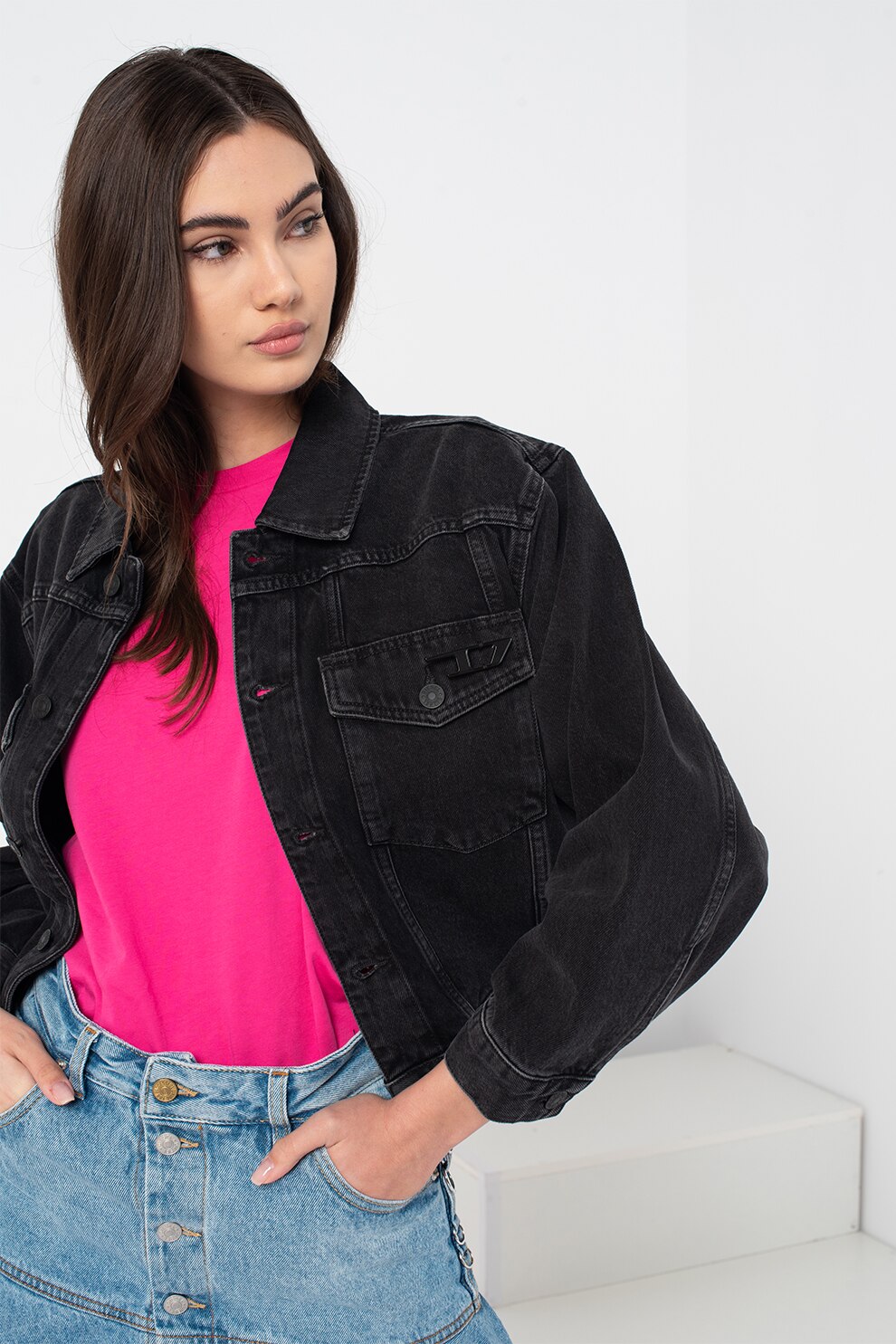Diesel, Jacheta de denim De-Caty, Gri antracit