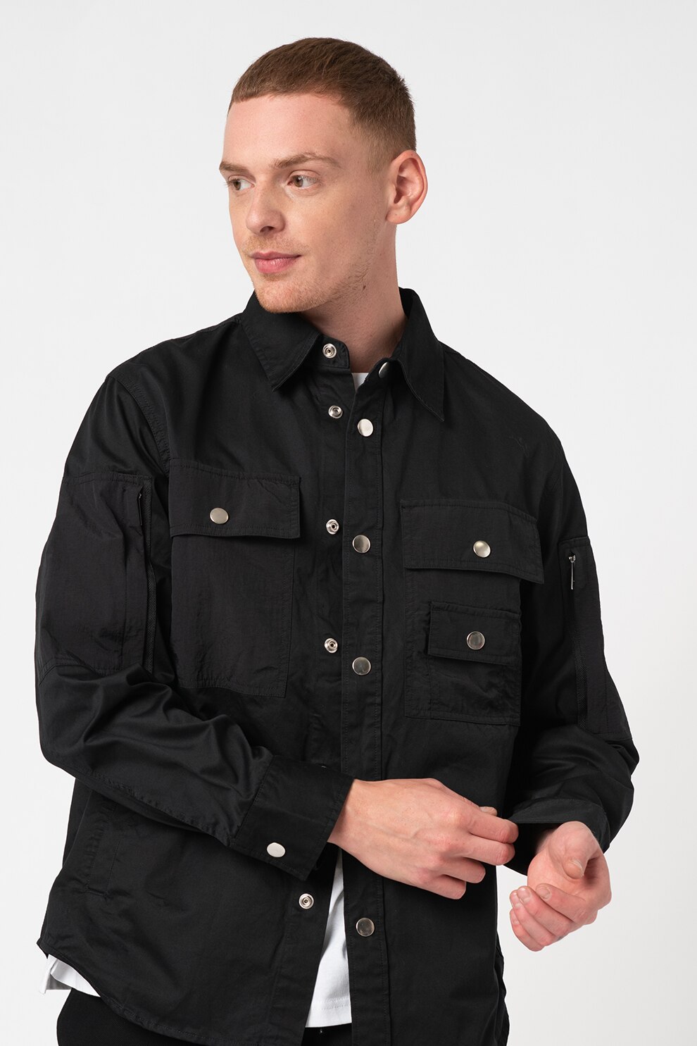 Diesel, Camasa cu guler ascutit si buzunare aplicate Austin, Bleumarin inchis, S