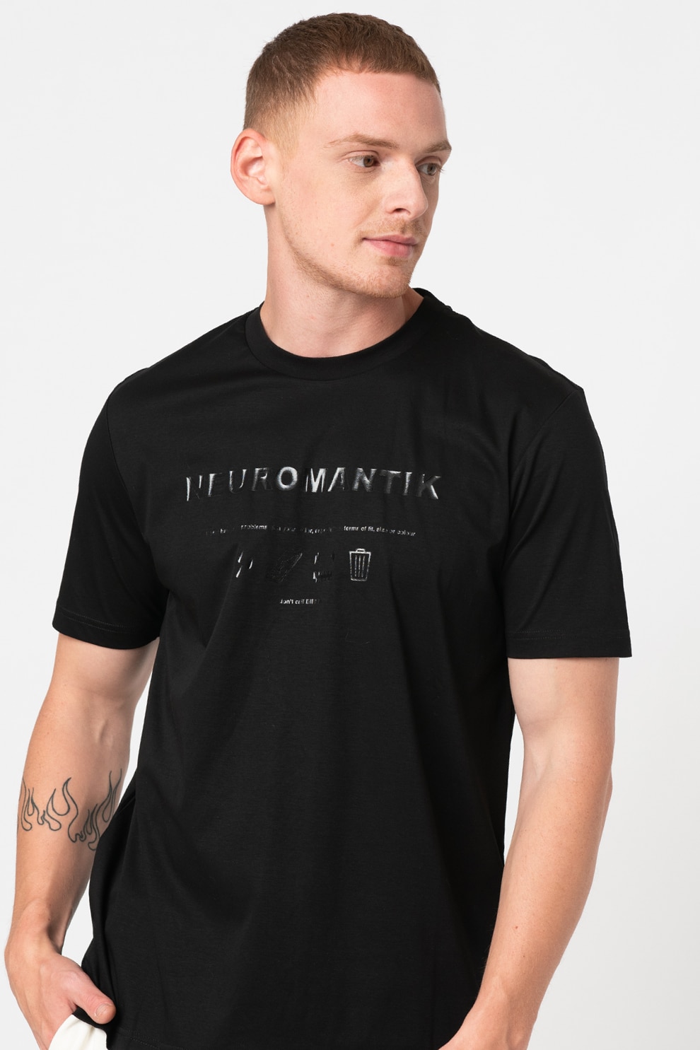 Diesel, Tricou de bumbac cu imprimeu grafic T-Just, Negru, M