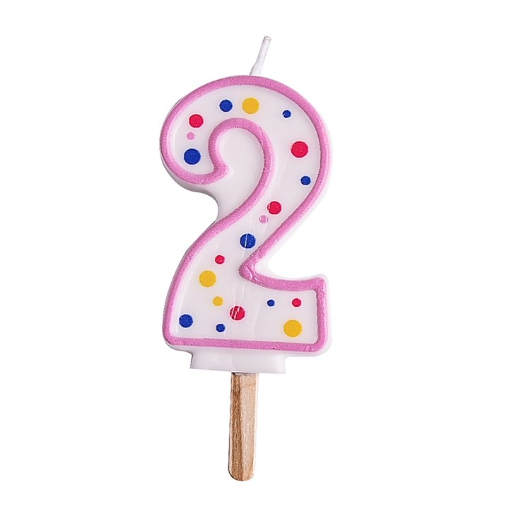 2-es számú torta gyertya, rózsaszín, PME