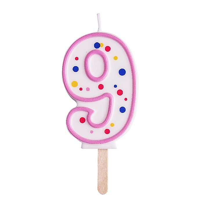 9-es számú torta gyertya, rózsaszín, PME