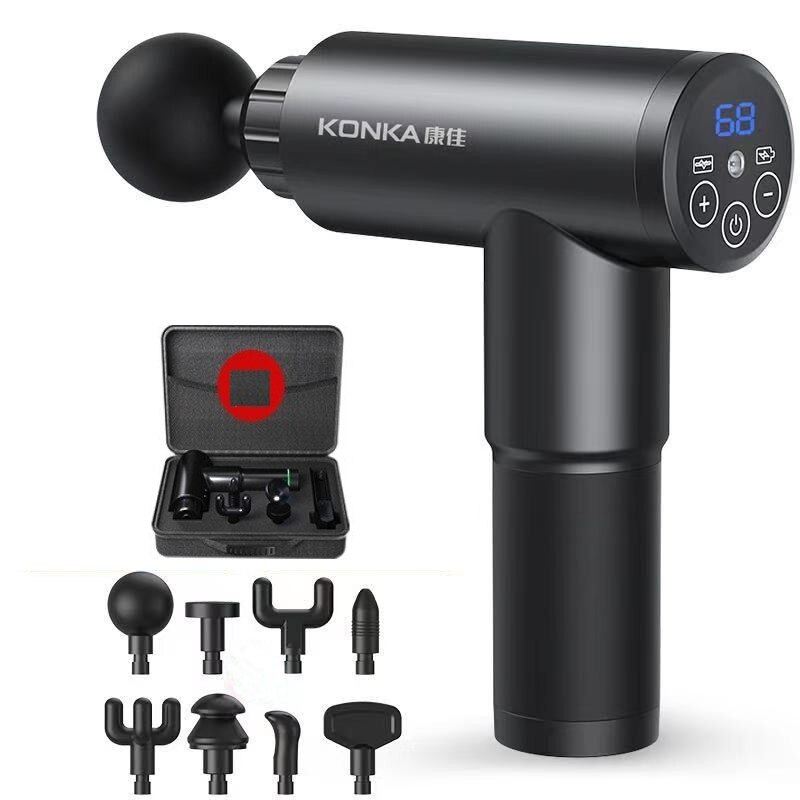 Pistol de masaj muscular profesional, 8 capete interschimbabile, 68 trepte de viteza, control tactil