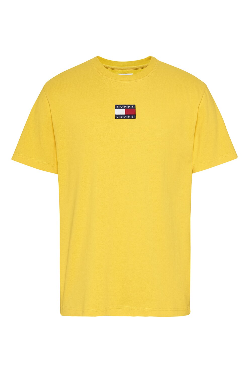 Tommy Jeans, Tricou de bumbac organic cu aplicatie logo, Galben sofran