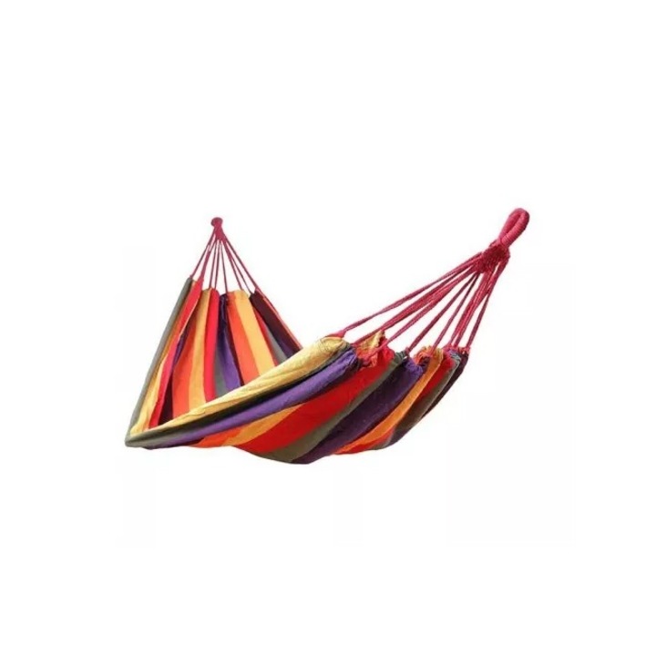 Двоен хамак Mirpol, за двора или градината, 150 кг, 200х150 см, многоцветен, с 2 х въжета за окачване на хамак, дължина 3 м, метални куки