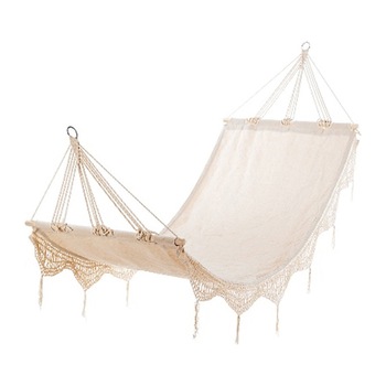 Hamac clasic single ETNO, pentru curte sau gradina, cu franjuri, 200x80cm, bej Hamac clasic single ETNO, pentru curte sau gradina, cu franjuri, 200x80cm, bej