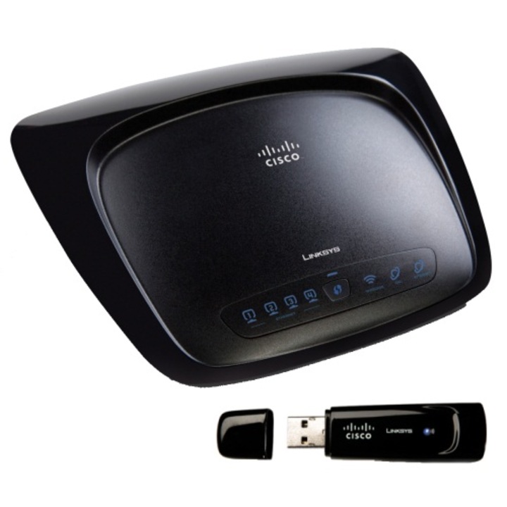 Linksys Router Usb Kit Wireless-N Linksys WKUSB120N, router + adaptor USB - eMAG.ro