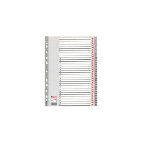 Index din plastic, A4, index 1-31