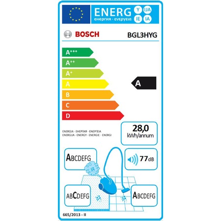 Aspirator cu sac Bosch BGL3HYG, 600 W, 4 l, Filtru HEPA U15 UltraAllergy,Cap de aspirare parchet Alb