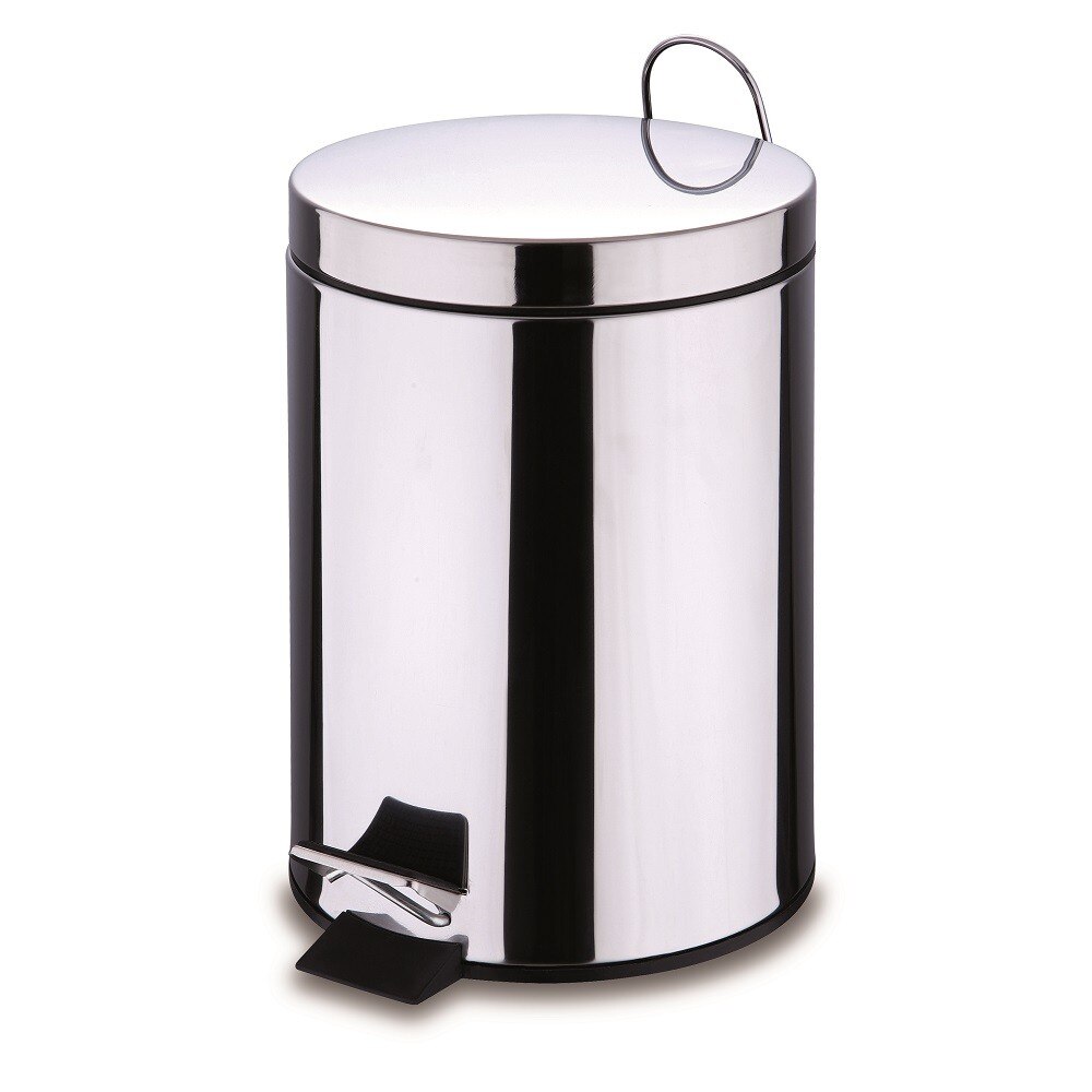 Cos de gunoi cu pedala, ProtenRop, 5 L, Otel inoxidabil, Argintiu