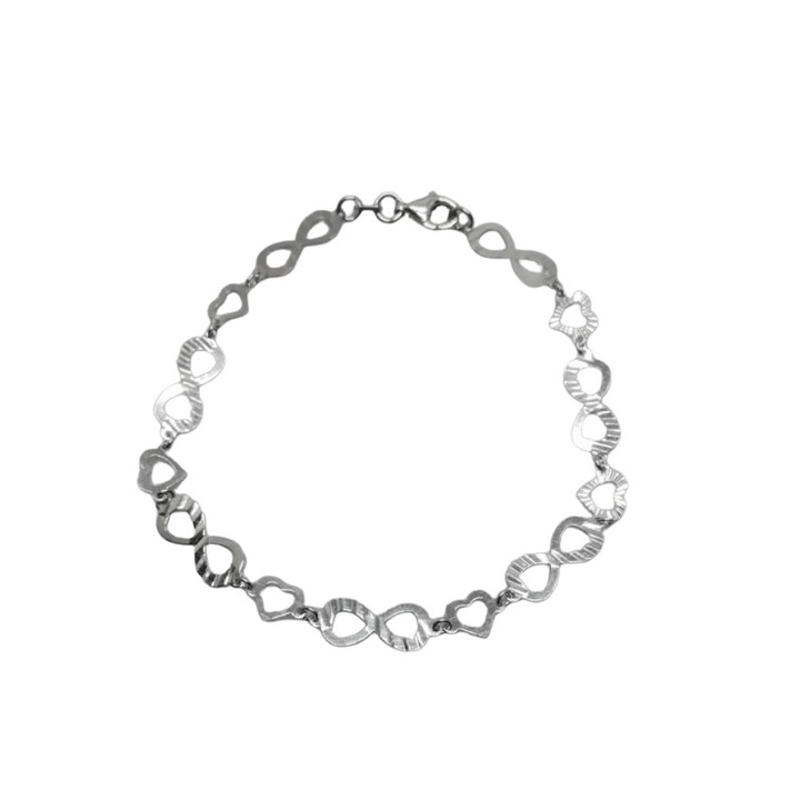 925 Ezüst karkötő végtelen és szívvel