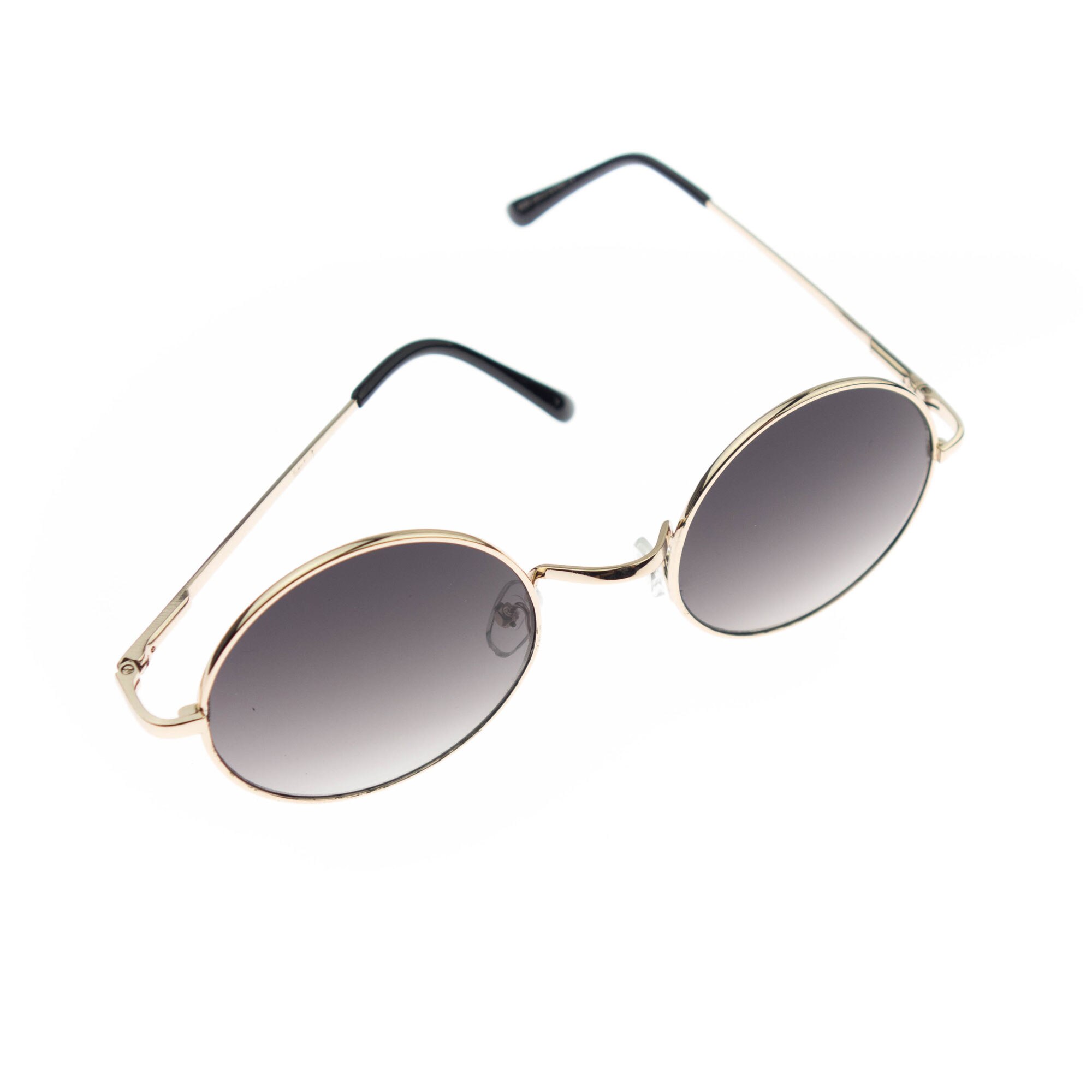 Ochelari de soare rotunzi, unisex, Auriu, rama metalica, lentila gri degrade - OCS281