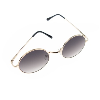 Ochelari de soare rotunzi, unisex, Auriu, rama metalica, lentila gri degrade - OCS281 Ochelari de soare rotunzi, unisex, Auriu, rama metalica, lentila gri degrade - OCS281