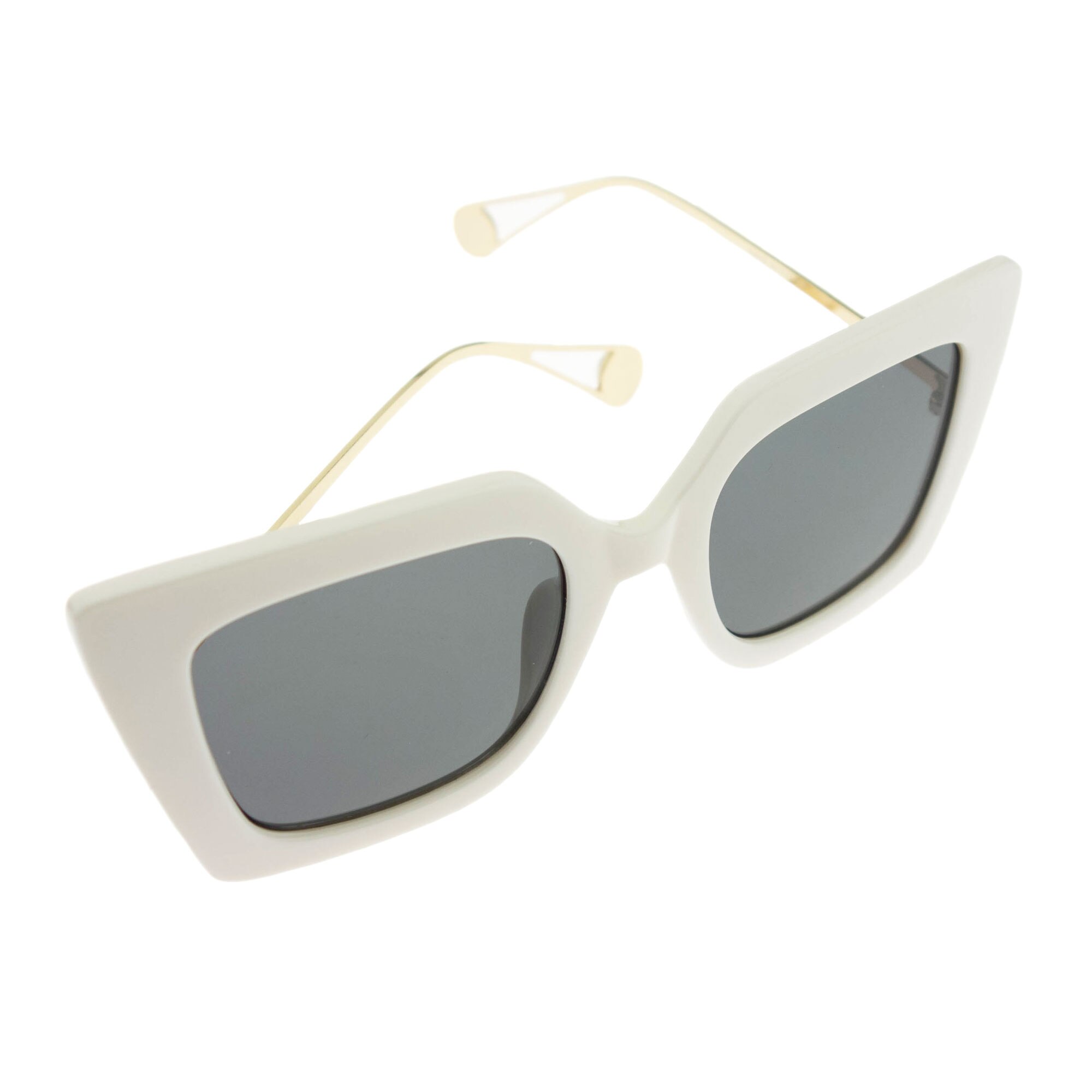 Ochelari de soare, Dama, Crem cu brate aurii si perle, lentila gri - OCS320