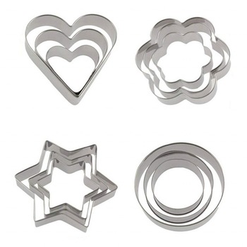 Set 12 forme, cutter inox pentru aluat biscuiti Set 12 forme, cutter inox pentru aluat biscuiti