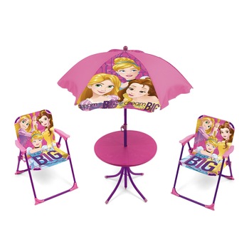 Set 2 scaune, masuta si umbrela pentru copii , Printesele Disney Set 2 scaune, masuta si umbrela pentru copii , Printesele Disney
