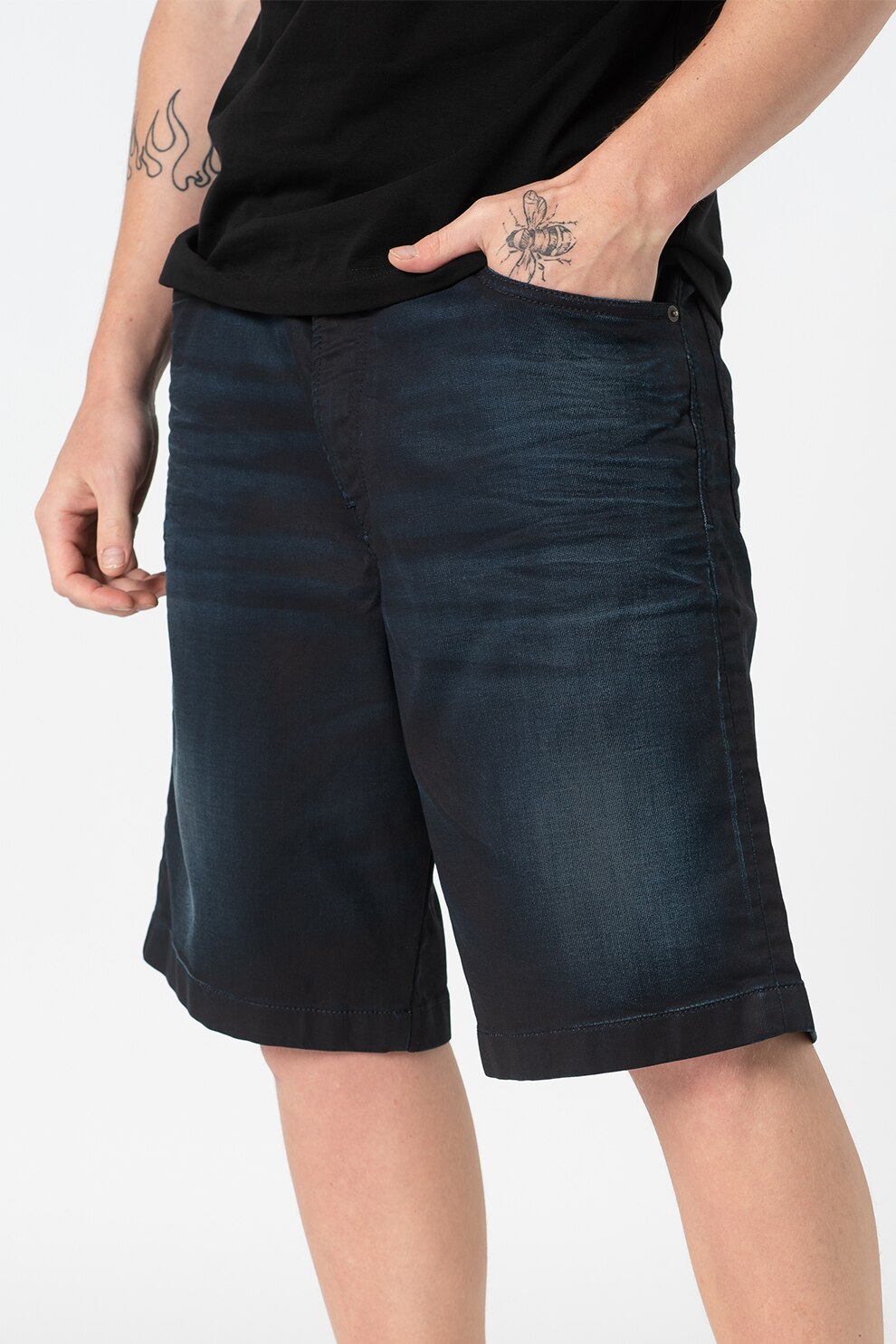Diesel, Pantaloni scurti relaxed fit, din denim Willoh, Bleumarin inchis
