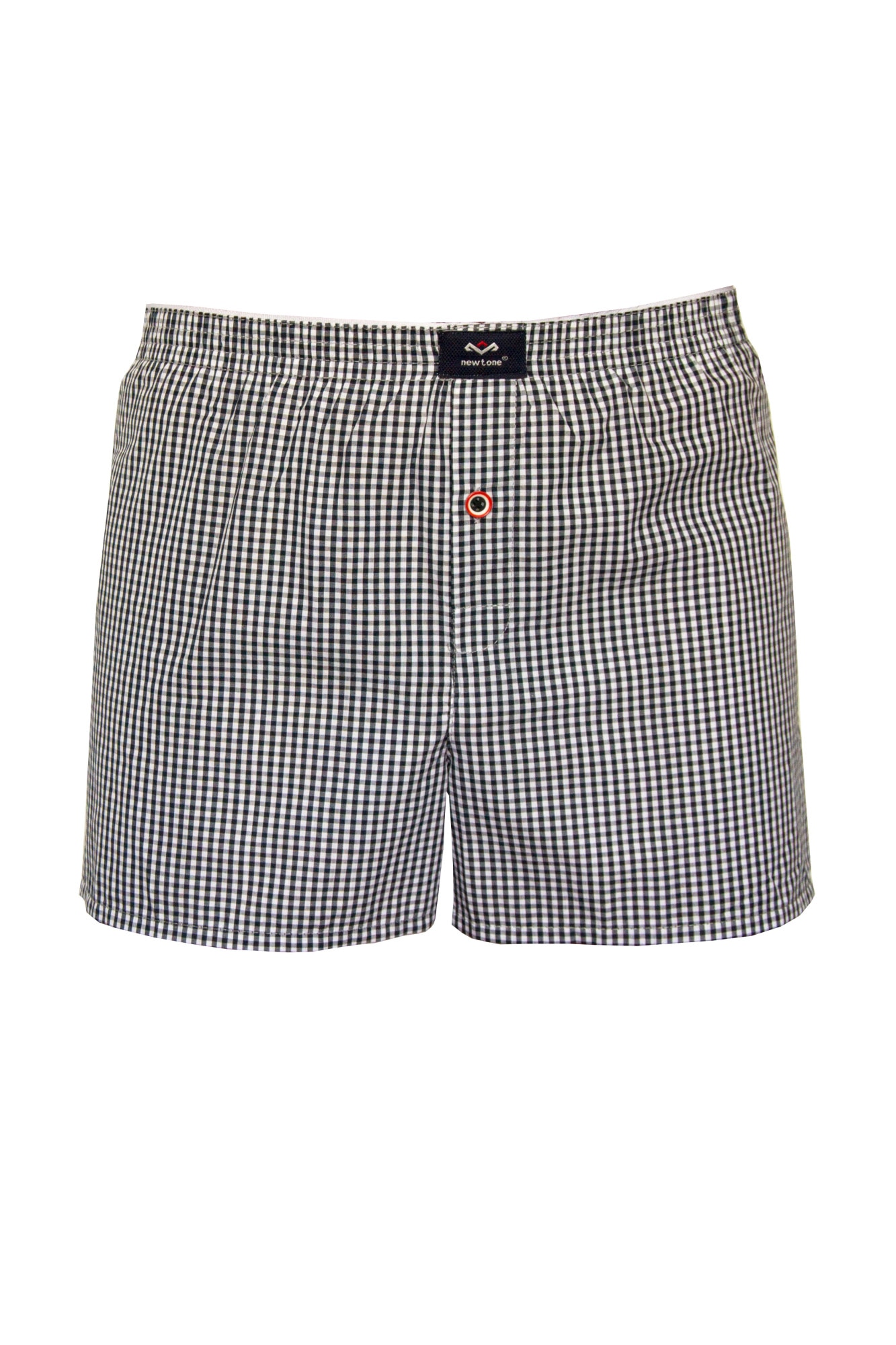 Boxeri pentru barbati, Newtone, Tesatura bumbac, Model cu carouri, M23, Alb si negru