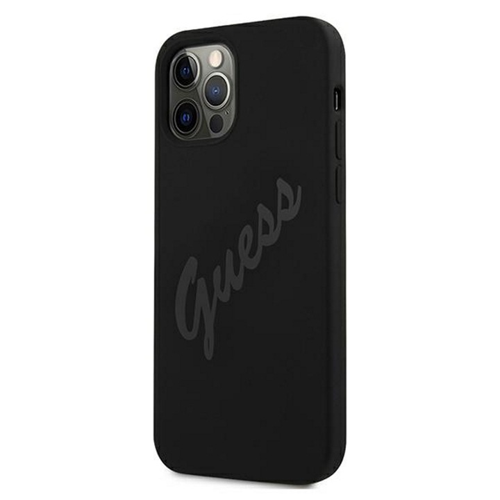 Husa de protectie Guess pentru Apple iPhone 12, Poliuretan termoplastic, Negru, 5070
