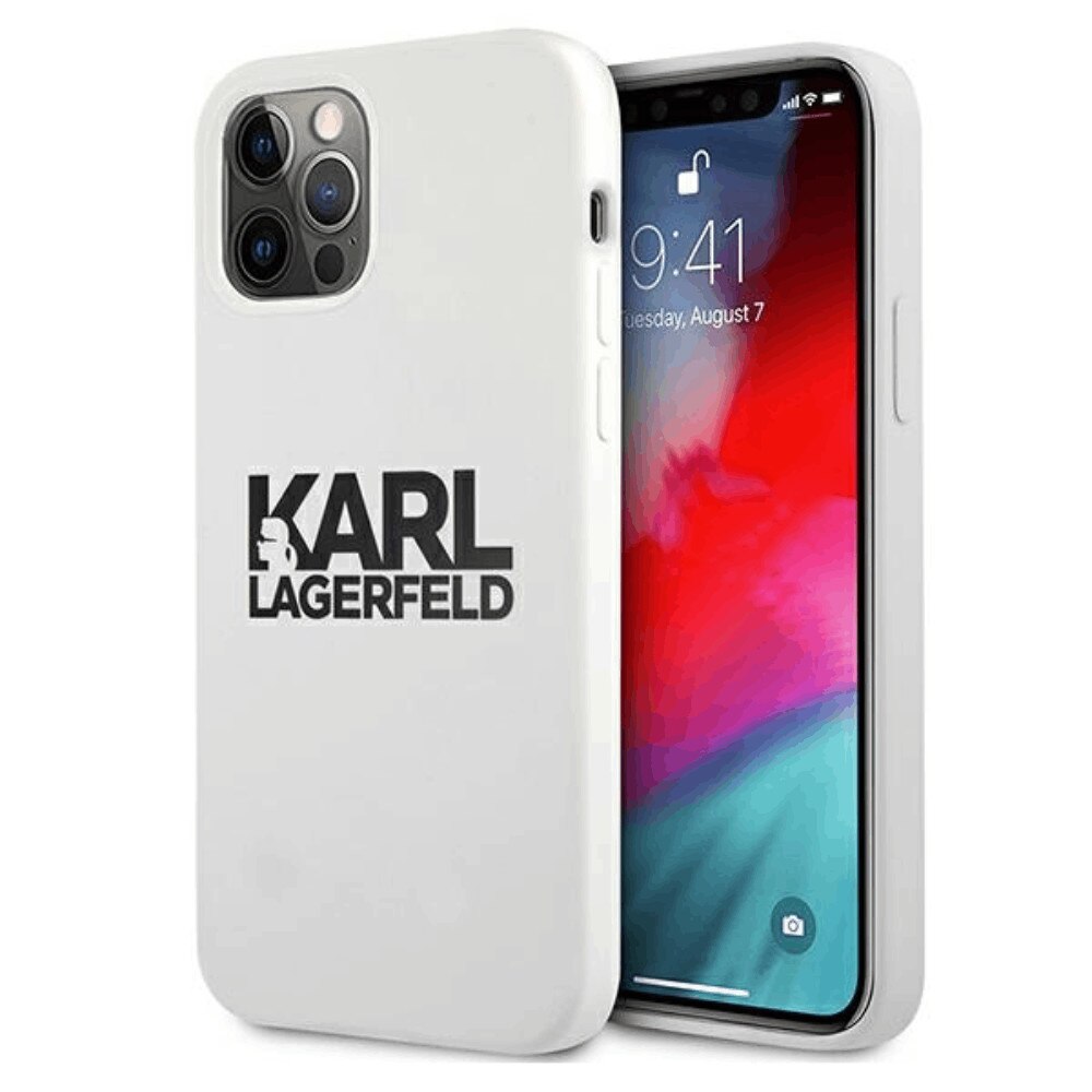 Husa TPU Karl Lagerfeld pentru Apple iPhone 12 Pro Max, Stack Black Logo, Alba KLHCP12LSLKLWH