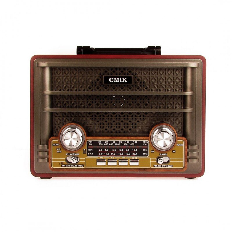 Boxa portabila CMiK, Tip Radio, cu Bluetooth, USB, Radio FM/AM/SW, Card SD, Maro