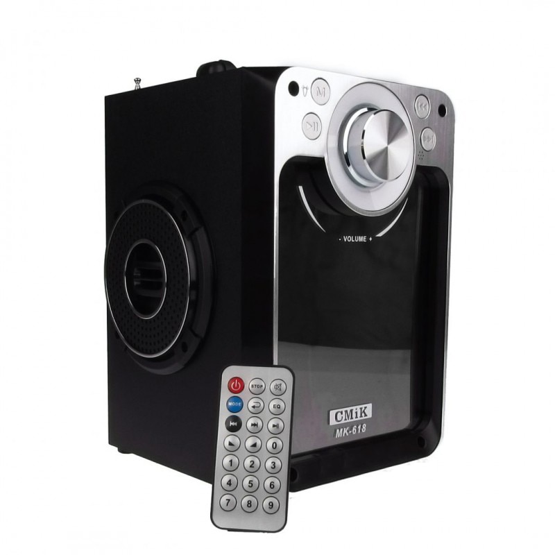 Boxa portabila CMiK, cu Bluetooth, USB, Radio FM, Card Micro SD, AUX, Negru