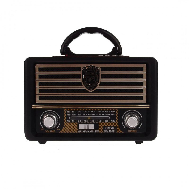 Boxa portabila CMiK, Tip Radio, doua Difuzoare, Bluetooth, USB, Radio FM, Card Micro SD, Maro/Negru